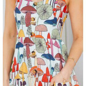 La Soul Whimsical Mushroom Print Midi Dress